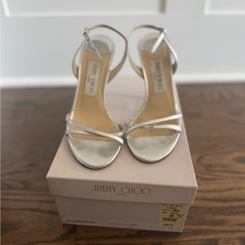 Jimmy Choo Silver Metallic Nappa Shoes